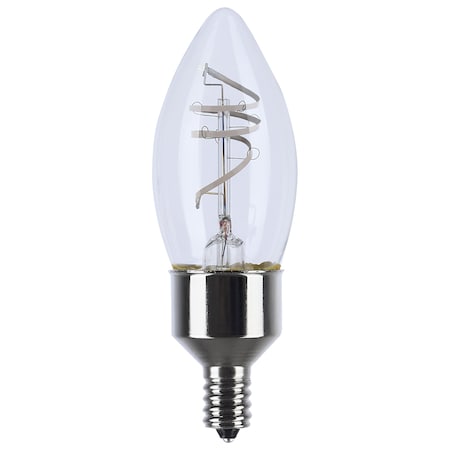 Satco 4 Watt LED, Flex Gray Coil Filament, B11, Candelabra Base, 2700K CCT, Clear, 120V S11525